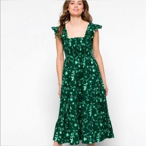Hill House Ellie Nap Dress— Emerald Green Botanical floral size M NWT NBW
